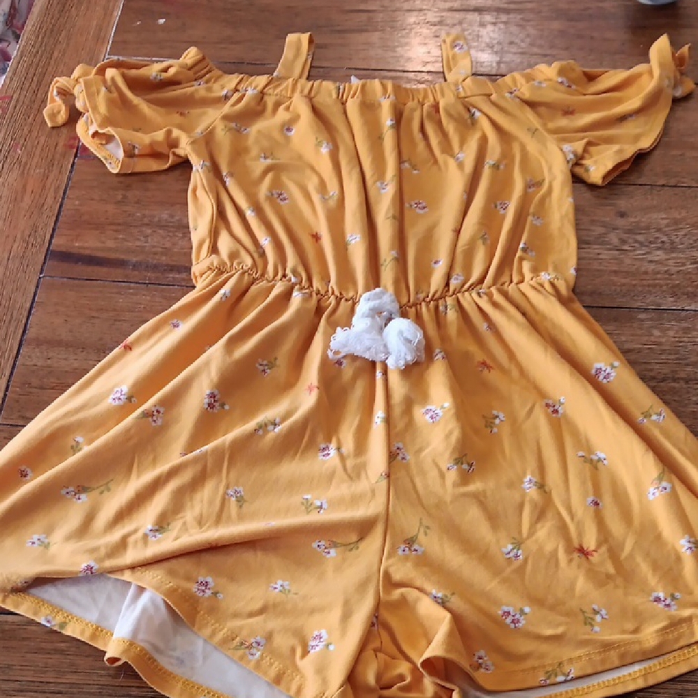 Heart And Arrow Yellow Floral Kids Romper